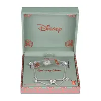 Disney Classics Mom Crystal Pure Silver Over Brass 9 Inch Link Flower Bolo Bracelet