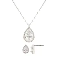 Sparkle Allure 2-pc. Cubic Zirconia Pure Silver Over Brass Pear Jewelry Set