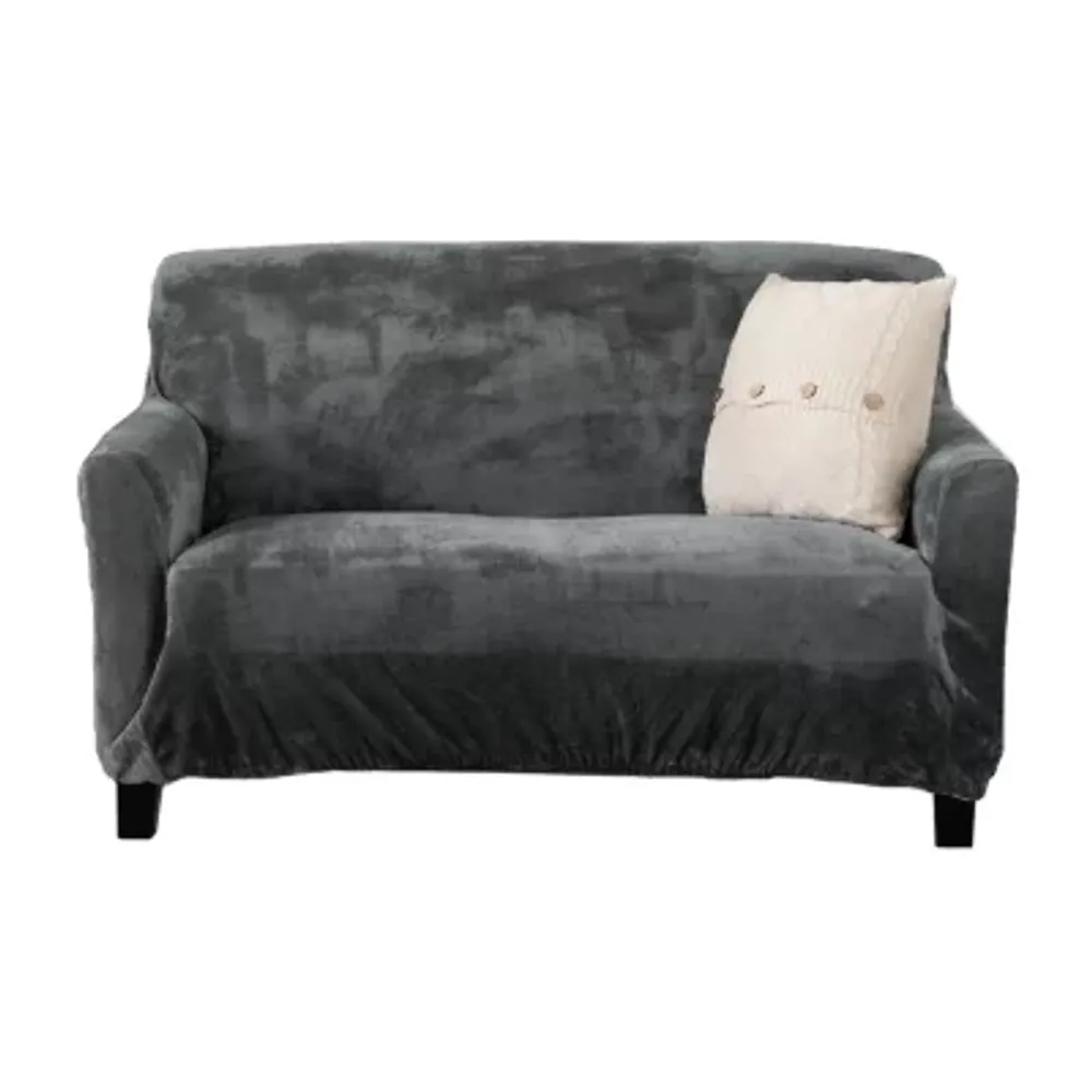 Linery Stretch Velvet-Plush Loveseat Slipcover