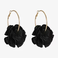 Bijoux Bar Gold Tone Surgical Steel Flower Hoop Earrings