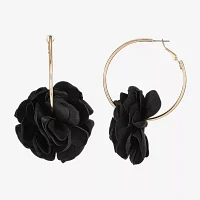 Bijoux Bar Gold Tone Surgical Steel Flower Hoop Earrings