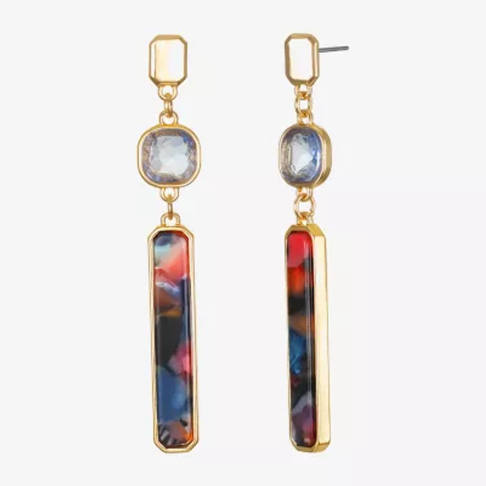 Bijoux Bar Delicates Gold Tone Glass Rectangular Drop Earrings