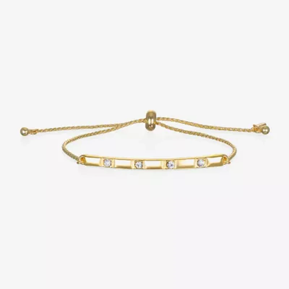 Bijoux Bar Delicates Gold Tone Glass 7.5 Inch Link Bolo Bracelet