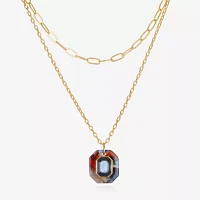 Bijoux Bar Delicates Gold Tone Glass 16 Inch Link Strand Necklace