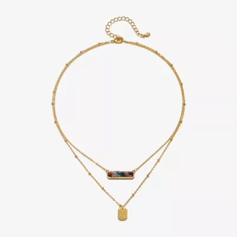 Bijoux Bar Delicates Gold Tone 16 Inch Link Rectangular Strand Necklace