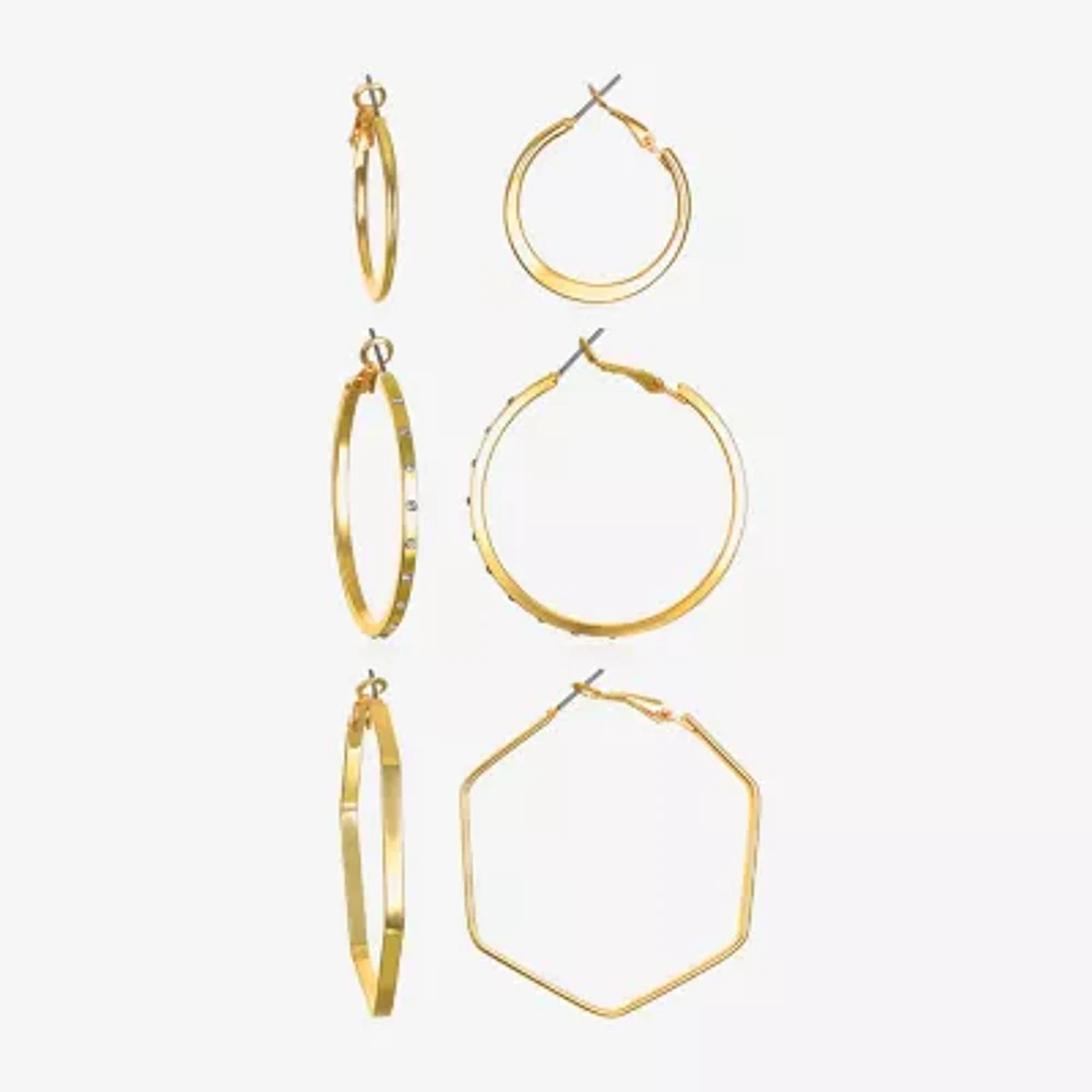 Bijoux Bar Delicates Gold Tone Pair Glass Round Earring Set