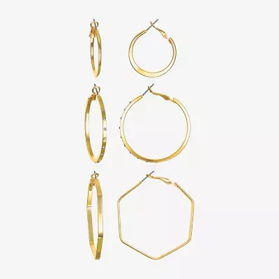 Bijoux Bar Delicates Gold Tone 3 Pair Glass Round Earring Set