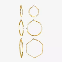 Bijoux Bar Delicates Gold Tone Pair Glass Round Earring Set