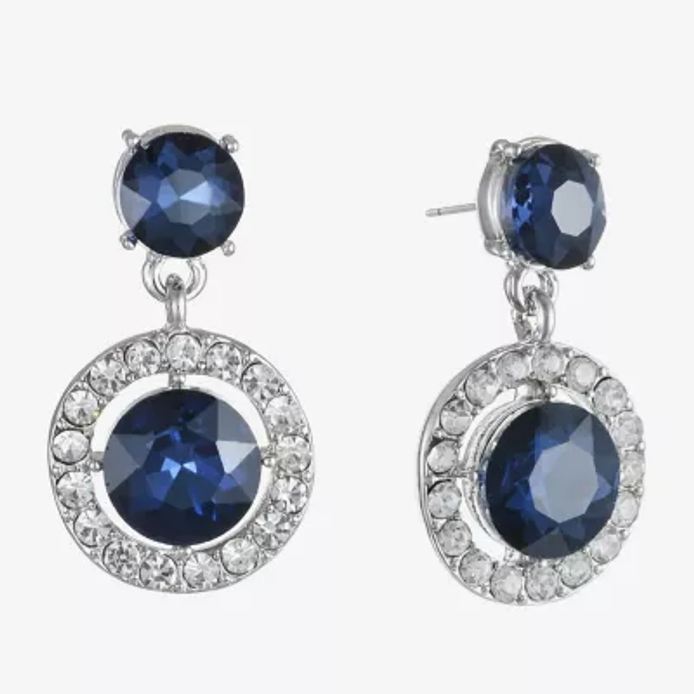 Monet Jewelry Double Glass Round Drop Earrings