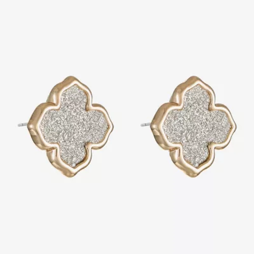 Monet Jewelry Two Tone 13.5mm Clover Stud Earrings