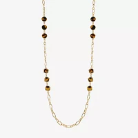 Liz Claiborne Gold Tone Tortoise 36 Inch Paperclip Round Strand Necklace