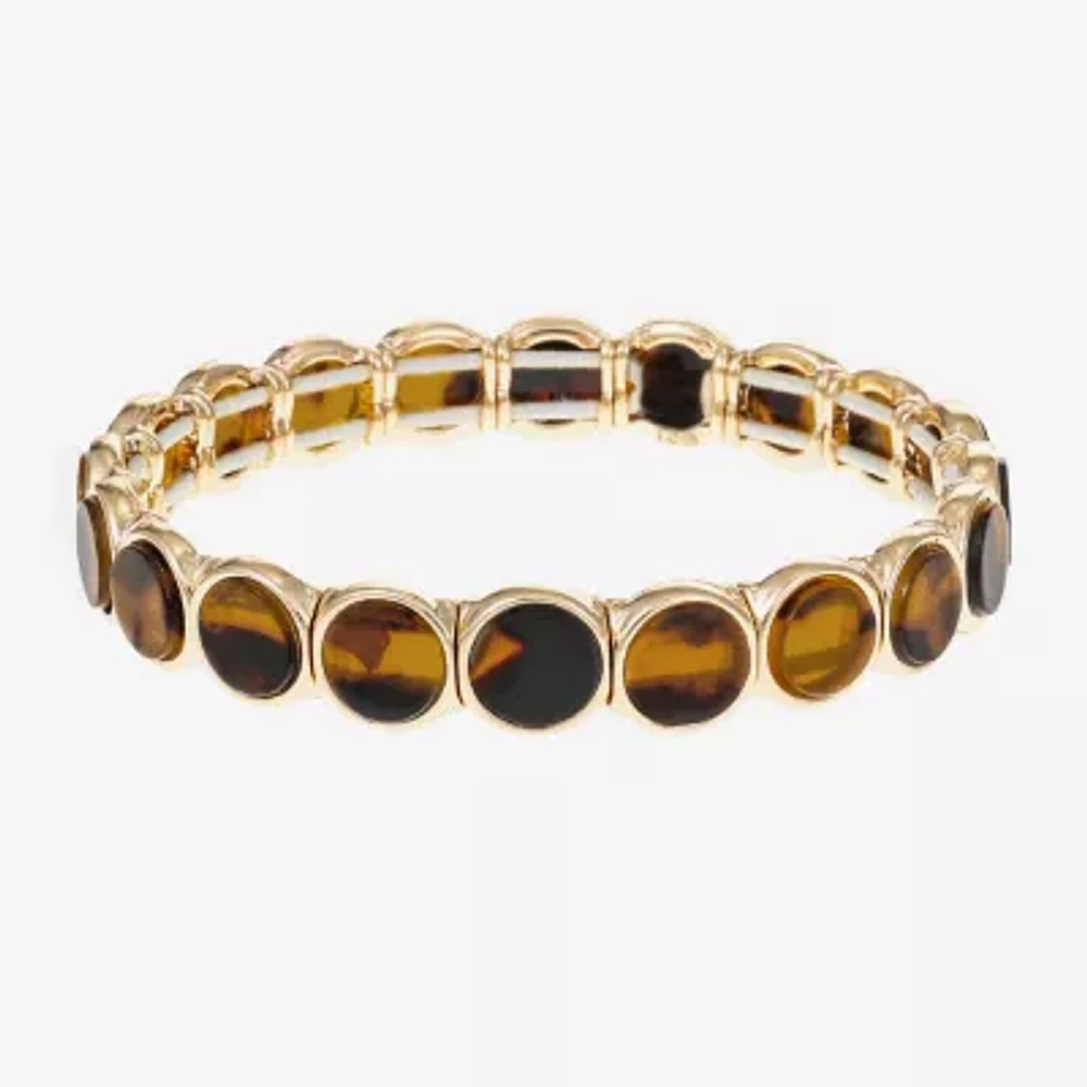 Liz Claiborne Gold Tone Tortoise Round Stretch Bracelet