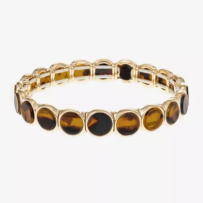 Liz Claiborne Gold Tone Tortoise Round Stretch Bracelet