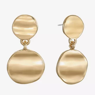 Liz Claiborne Hammered Womens Round Hypoallergenic Drop Earrings
