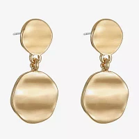 Liz Claiborne Hammered Womens Round Hypoallergenic Drop Earrings