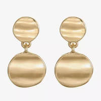 Liz Claiborne Hammered Womens Round Hypoallergenic Drop Earrings