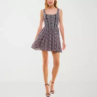 B. Smart Womens Sleeveless Floral Fit + Flare Dress Juniors