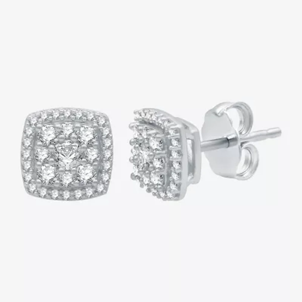Diamond Blossom 1/2 CT. T.W. Natural White Diamond 10K White Gold 8mm Stud Earrings