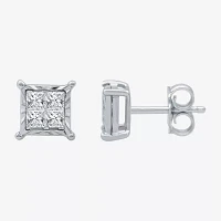 1/3 CT. T.W. Natural White Diamond Sterling Silver 6.4mm Stud Earrings