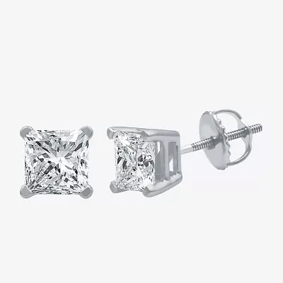 2 CT. T.W. Lab-Grown (G / SI1-SI2) Diamond Princess-cut Stud Earrings 10K or 14K Gold