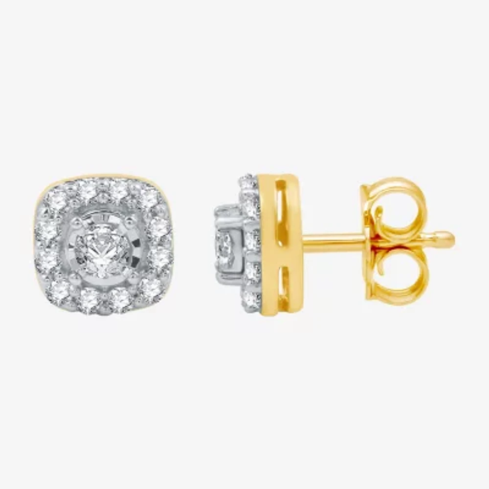 Ever Star (G / SI1-SI2) 3/8 CT. T.W. Lab Grown White Diamond 10K Gold 7mm Cushion Stud Earrings