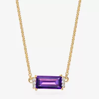 Womens Genuine Purple Amethyst 18K Gold Over Silver Pendant Necklace