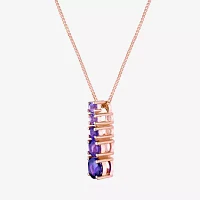 Womens Genuine Purple Amethyst 18K Rose Gold Over Silver Pendant Necklace