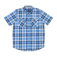 Smiths Workwear Mens Regular Fit Short Sleeve Plaid Button-Down Shirt