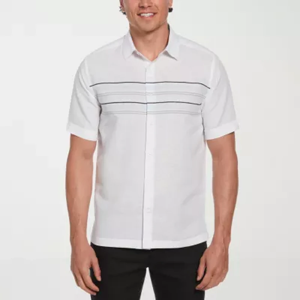 Cubavera Mens Classic Fit Short Sleeve Striped Button-Down Shirt