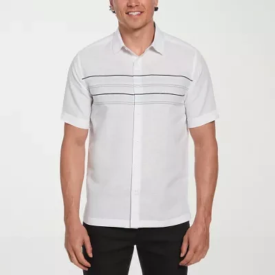 Cubavera Mens Classic Fit Short Sleeve Striped Button-Down Shirt