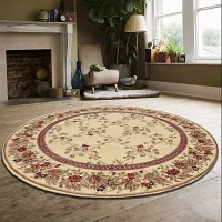 Como Trellis Traditional Oriental Indoor Round Area Rug