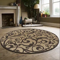 Radici Pisa Scroll Modern Transitional Round Area Rug