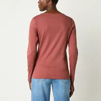 St. John's Bay Womens Crew Neck Long Sleeve T-Shirt