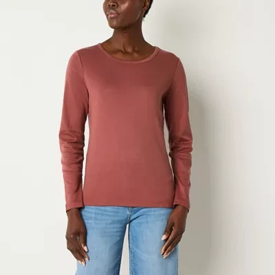 St. John's Bay Womens Crew Neck Long Sleeve T-Shirt