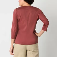 St. John's Bay Womens V Neck 3/4 Sleeve T-Shirt