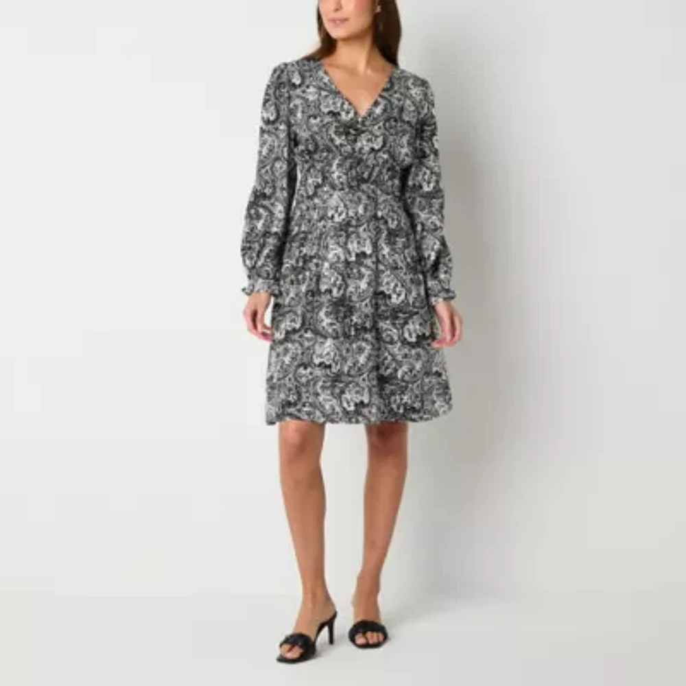 a.n.a Womens Long Sleeve A-Line Dress