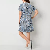 Liz Claiborne Womens Short Sleeve Shirt Dress