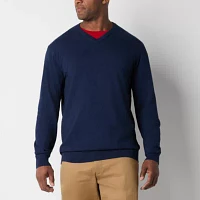 St. John's Bay Fine Gauge Big and Tall Mens V Neck Long Sleeve Pullover Sweater