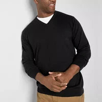 St. John's Bay Fine Gauge Big and Tall Mens V Neck Long Sleeve Pullover Sweater