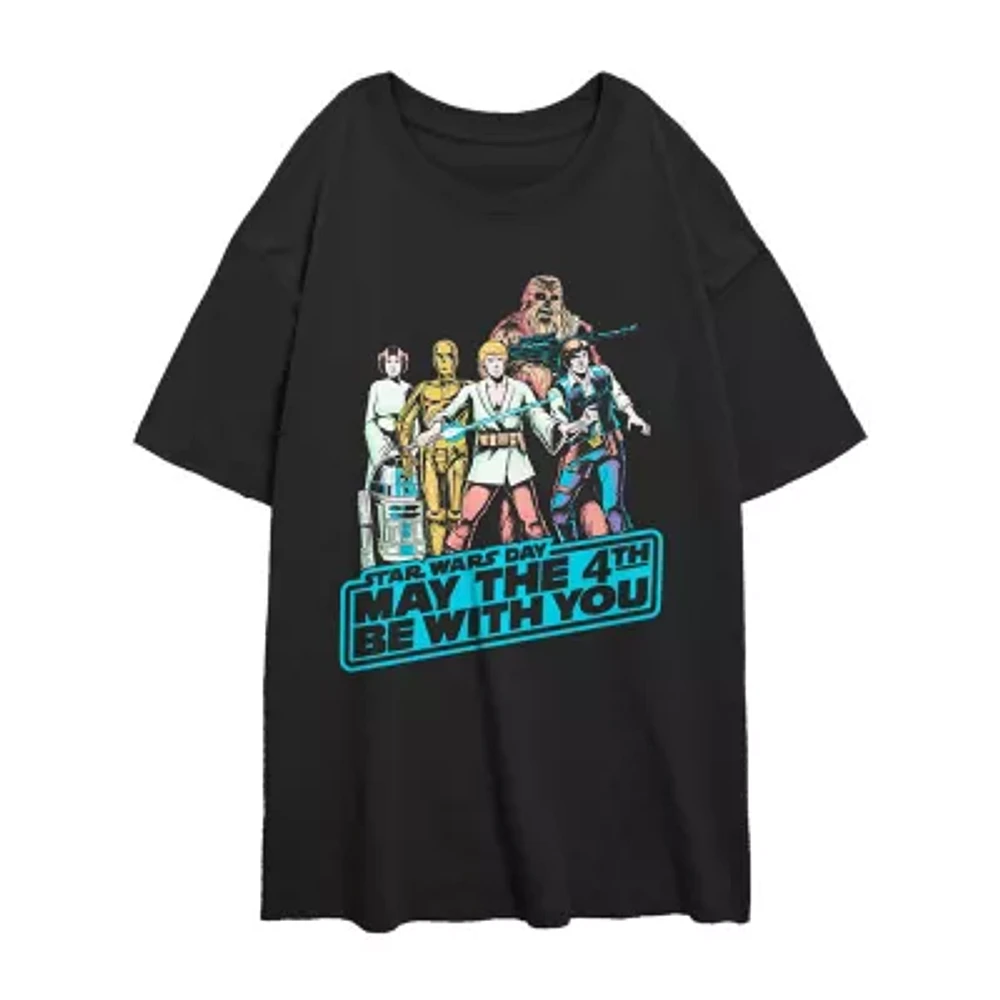 Juniors May The 4th Tee Womens Crew Neck Short Sleeve Star Wars Graphic T-Shirt