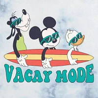 Juniors Vacay Mode Womens Crew Neck Short Sleeve Mickey and Friends Graphic T-Shirt