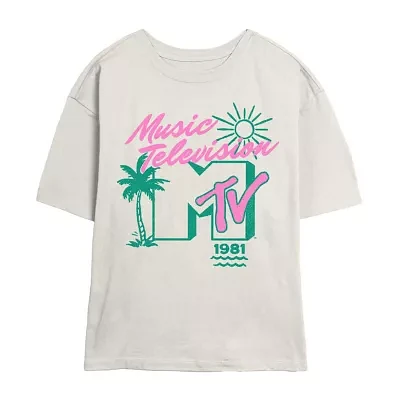 Juniors Mtv Tee Womens Crew Neck Short Sleeve Graphic T-Shirt