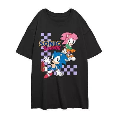 Juniors Womens Crew Neck Short Sleeve Sonic the Hedgehog Graphic T-Shirt