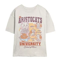 Juniors Disney Aristocats University Tee Womens Crew Neck Short Sleeve Graphic T-Shirt