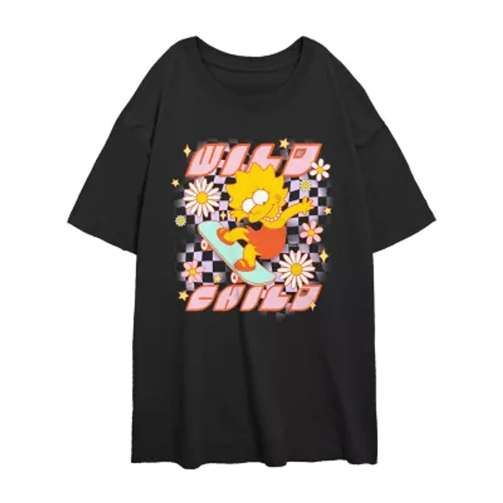 Juniors Wild Child Womens Crew Neck Short Sleeve The Simpsons Graphic T-Shirt