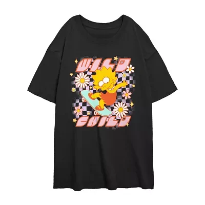 Juniors Wild Child Womens Crew Neck Short Sleeve The Simpsons Graphic T-Shirt