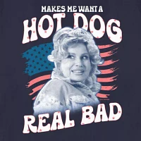 Juniors Legally Blonde Makes Me Want A Hot Dog Real Bad Womens Crew Neck Short Sleeve Graphic T-Shirt