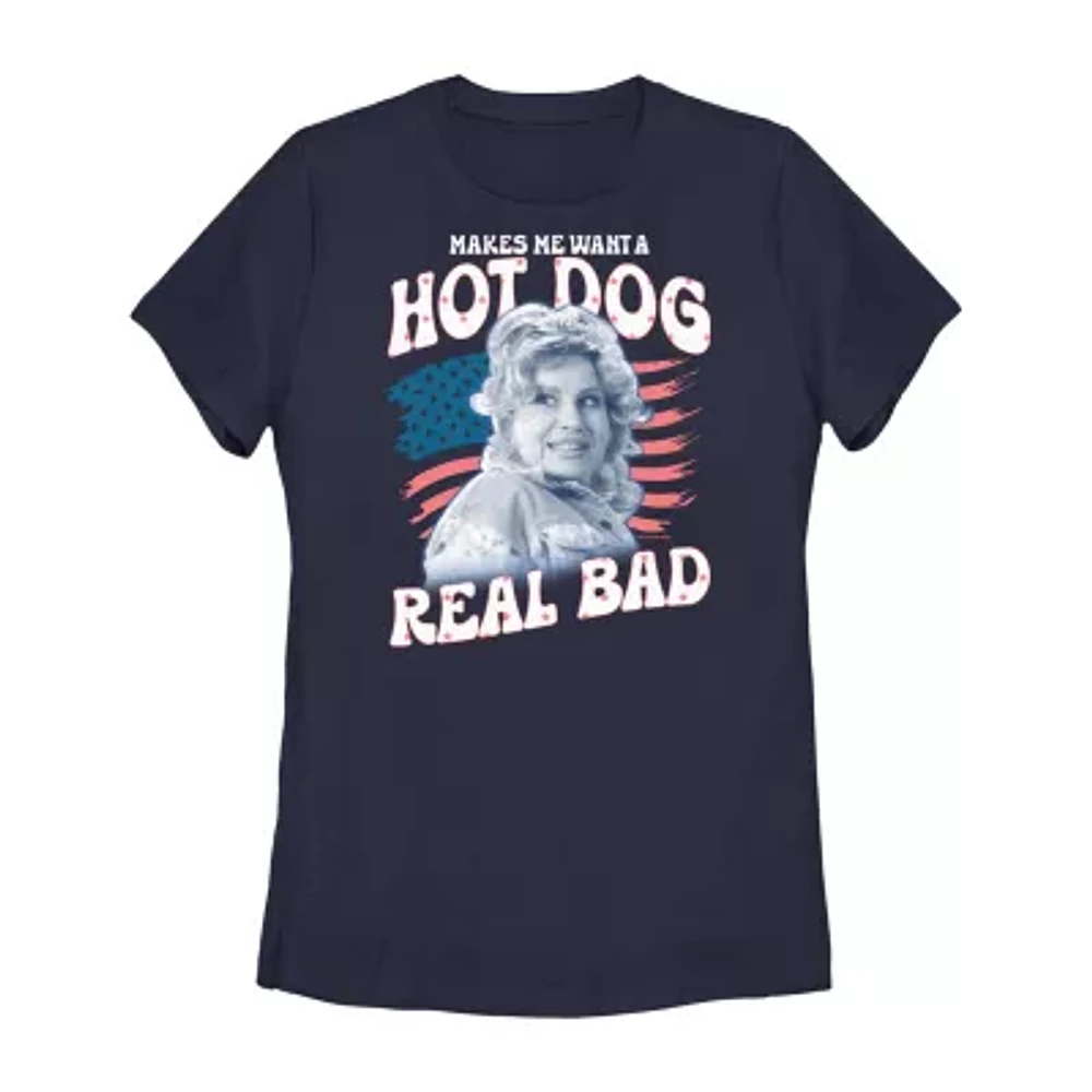 Juniors Legally Blonde Makes Me Want A Hot Dog Real Bad Womens Crew Neck Short Sleeve Graphic T-Shirt