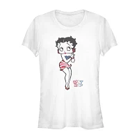 Juniors Womens Crew Neck Short Sleeve Betty Boop Graphic T-Shirt