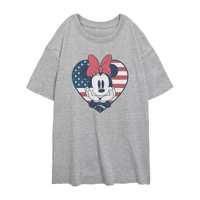 Juniors Womens Crew Neck Short Sleeve Mickey and Friends Minnie Mouse Graphic T-Shirt